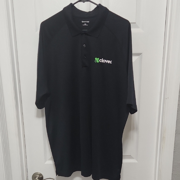 Clover Logo Black Polo Shirt - Picture 1 of 4